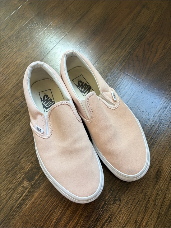 Vans Shoes - Vans Womens Slip-On Sneakers in Pale Pink Suede